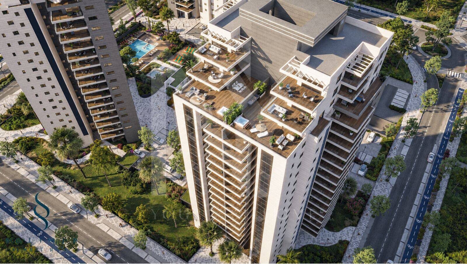 SOLIMAR bird's eye view with rooftop terraces