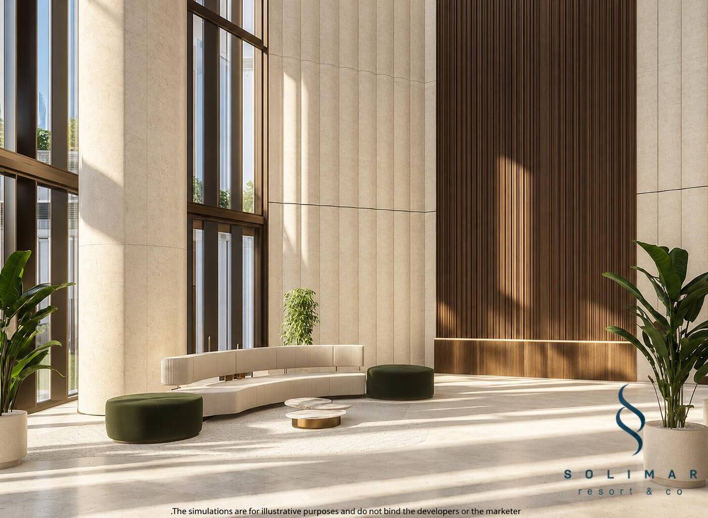 SOLIMAR double-height lobby seating area